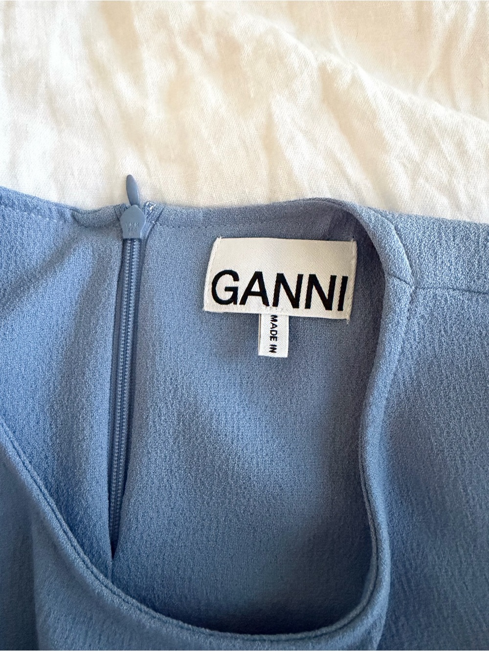 Ganni Light Blue Ruffle-Hem Mini Dress - Picture 5 of 6